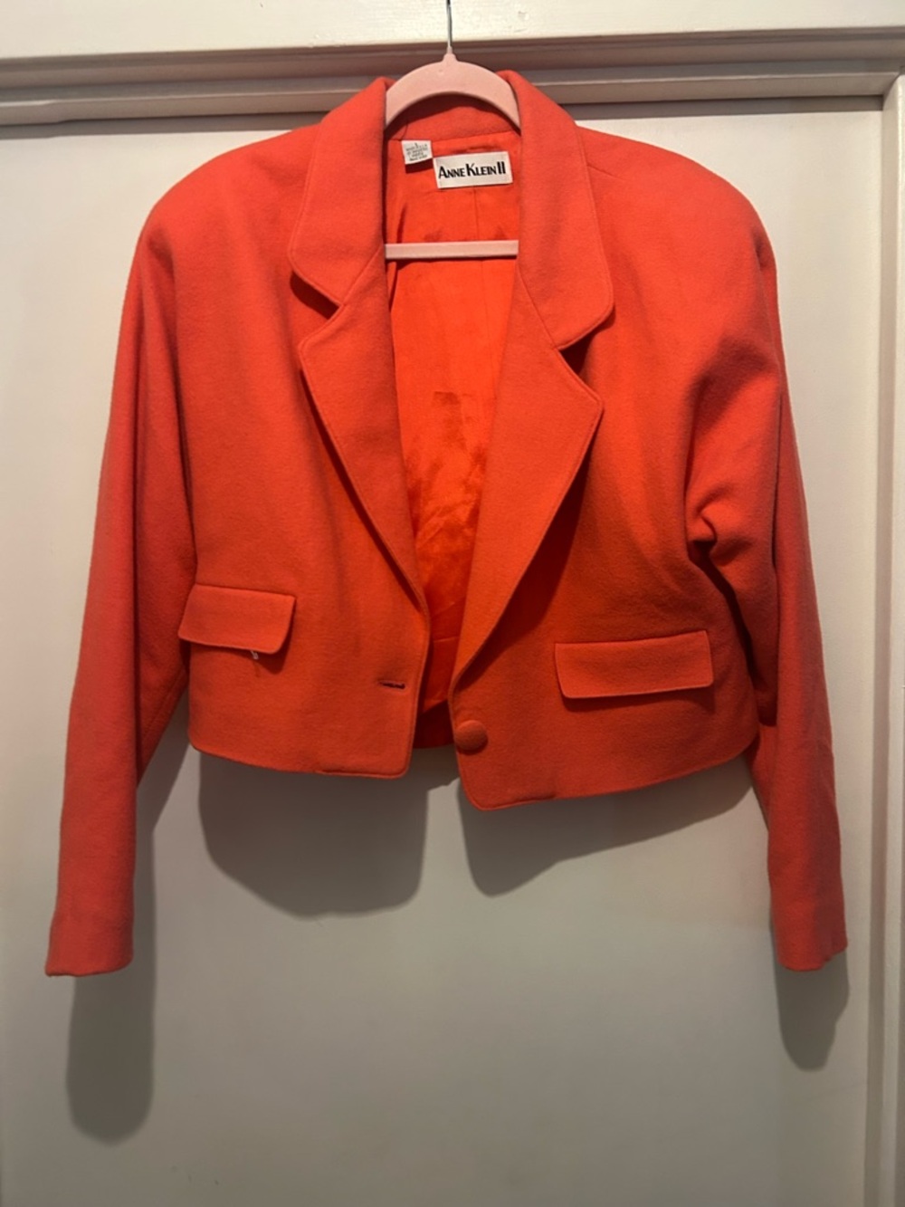 Anne Klein Vibrant Orange Cropped Blazer